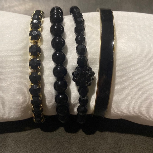 Horizon Jewelry Set Of 4 Black Horizon Bracelets Tied Together With